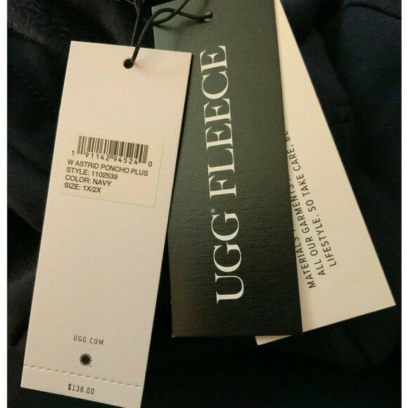 UGG FLEECE Astrid Poncho Women's Funnel Neck Slit Sweatshirt Plus Size 1X/2X NEW - Picture 10 of 12